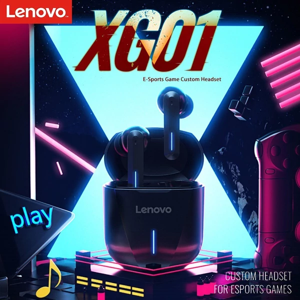 Lenovo XG01 Vezetéknélküli True Wireless Bluetooth Gaming Fülhallgató Töltő Tokkal - Fekete