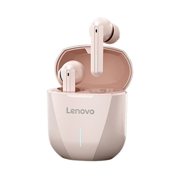 Lenovo XG01 Vezetéknélküli True Wireless Bluetooth Gaming Fülhallgató Töltő Tokkal - Rózsaszín
