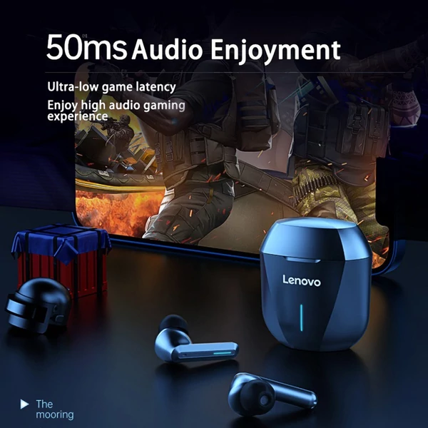 Lenovo XG01 Vezetéknélküli True Wireless Bluetooth Gaming Fülhallgató Töltő Tokkal - Fehér