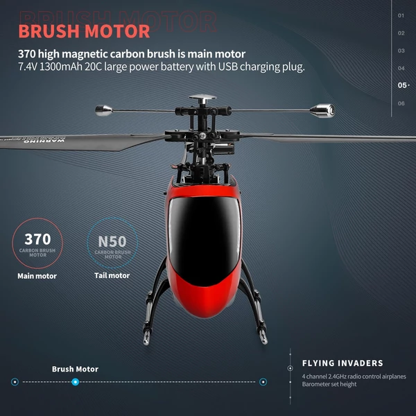 EU ECO Raktár - WLtoys V912-A 2.4GHz 4CH Távirányítós Vezetéknélküli RC Helikopter - Piros