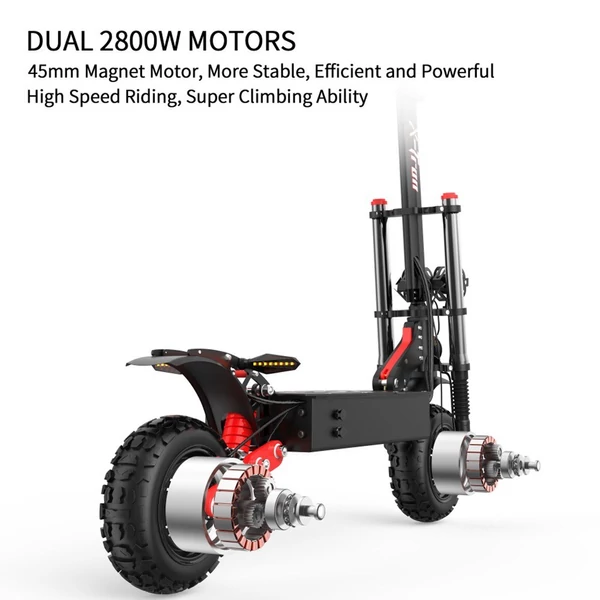 EU ECO Raktár - X-TRON T88 összecsukható elektromos Roller 60V 5600W 38.4AH akkumulátor Max sebesség 85km/h - Fekete