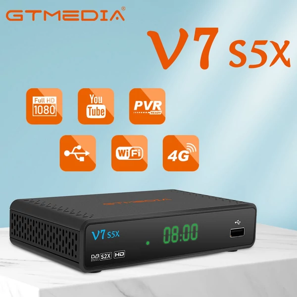 EU ECO Raktár - GTMEDIA V7 S5X DVB-S/S2/S2X Signal Receiver H.265 Decoder TV Box - Fekete