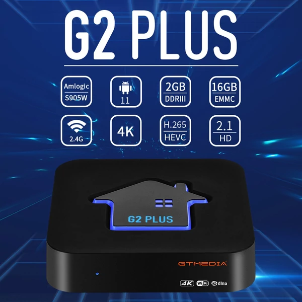 EU ECO Raktár - GTMEDIA G2 Plus Android 11.0 Smart TV Box Amlogic S905W2 UHD 4K Media Player 2GB / 16GB 2.4G WiFi DLNA H.265 VP9 HDR10+ - Fekete