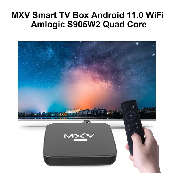 EU ECO Raktár - MXV Smart TV Box Android 11.0 2.4G/5G WiFi Amlogic S905W2 Quad Core H.265 TV Box 32GB RAM - Fekete