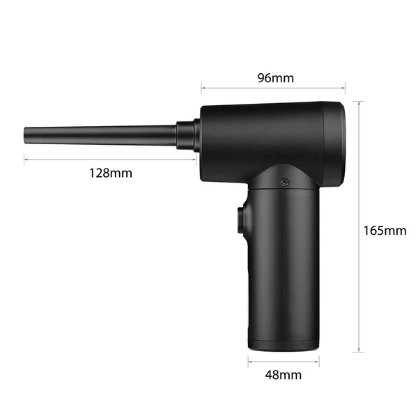2 az 1-ben porfúvó tisztító, többfunkciós, vezeték nélküli elektromos légtisztító - Fekete