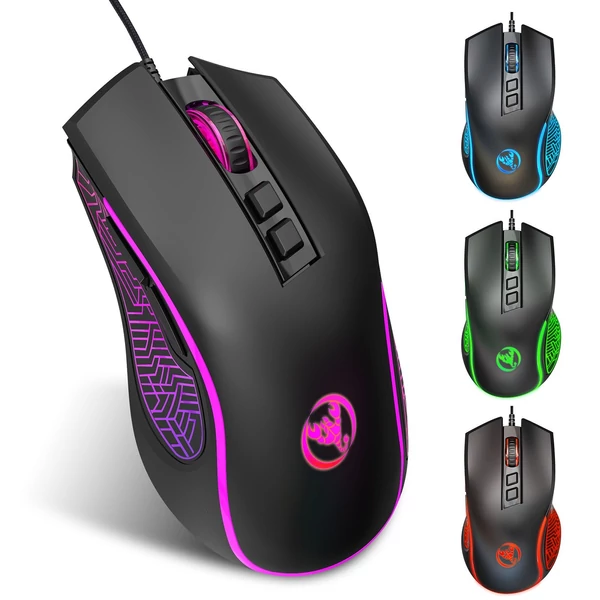 HXSJ X100 Vezetékes Gaming Ergonómikus Egér RGB Világítással Állítható DPI Sebességgel - Fekete