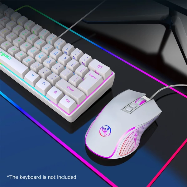 HXSJ X100 Vezetékes Gaming Ergonómikus Egér RGB Világítással Állítható DPI Sebességgel - Fehér