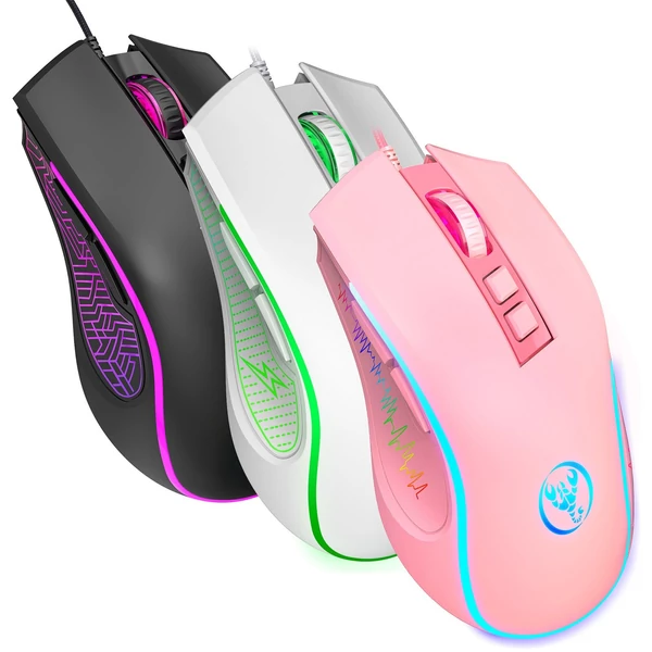 HXSJ X100 Vezetékes Gaming Ergonómikus Egér RGB Világítással Állítható DPI Sebességgel - Fehér