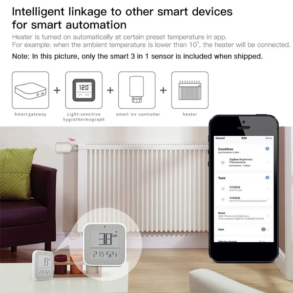 ZigBee 3 az 1-ben APP Vezérelhető Beltéri hőmérséklet páratartalom mérő - Fehér