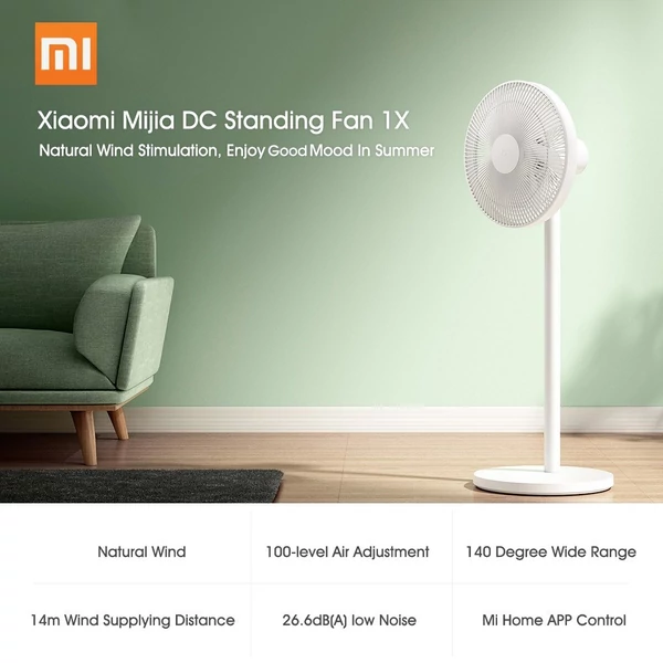 EU ECO Raktár - Xiaomi Mijia DC Vezetékes Hordozható Állóventilátor - Fehér