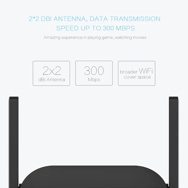 Xiaomi WiFi Amplifier Pro 300Mbps 2.4G Vezetéknélküli WiFi Jelerősítő - Fekete