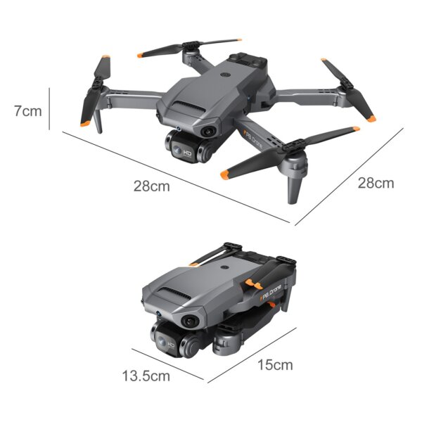 P8 4K Dual kamerás drón 4 oldalas akadályelkerülő útponttal, repülési kézmozdulatokkal vezérlő tárolótáska csomag - Fekete