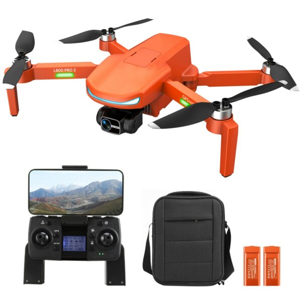 L800 PRO 2 5G WIFI FPV GPS 4K kamera RC Drón 3 tengelyes karmantyú tárolótáskával - akadálykerülő nélkül - Narancs