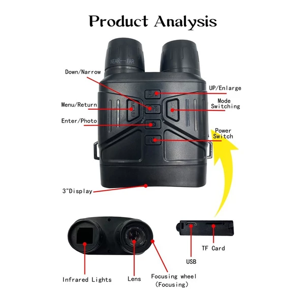 NV4000 12 megapixeles kültéri éjszakai infravörös optikai távcső 3 hüvelykes kijelző 5X digitális zoom fotó videó lejátszás 150-400 méter teljes sötét látótávolság vadászathoz csónakázás