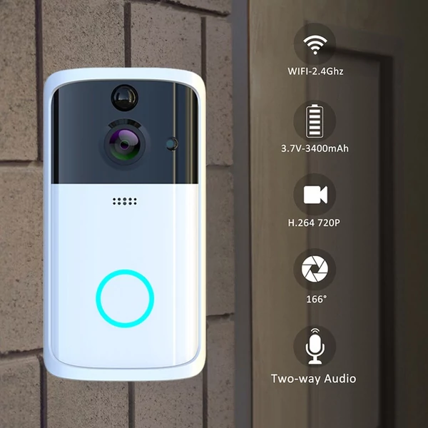 M7 WiFi vizuális videotelefon vezetéknélkül intelligens csengő - Ezüst