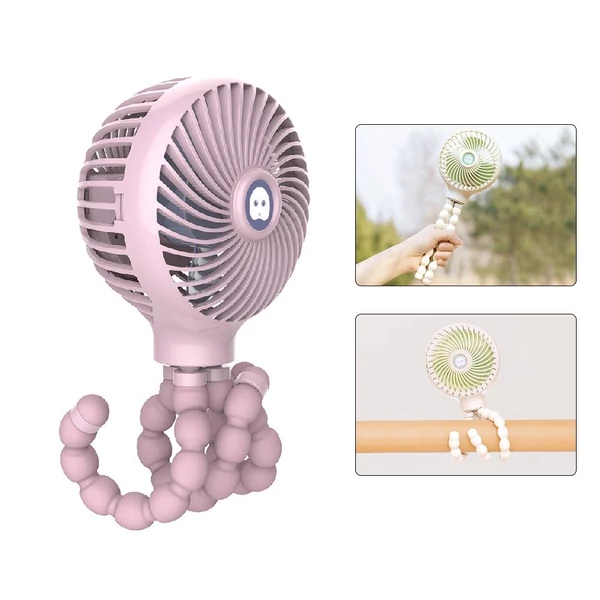 Hordozható mini babakocsi ventilátor 3 fokozatban állítható - Pink