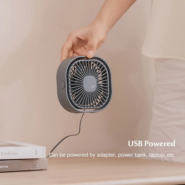 USB mini asztali ventilátor 360°-ban forgatható, csendes, 3 sebességes vezérlés otthoni irodai kollégiumi használatra - Sötét kék