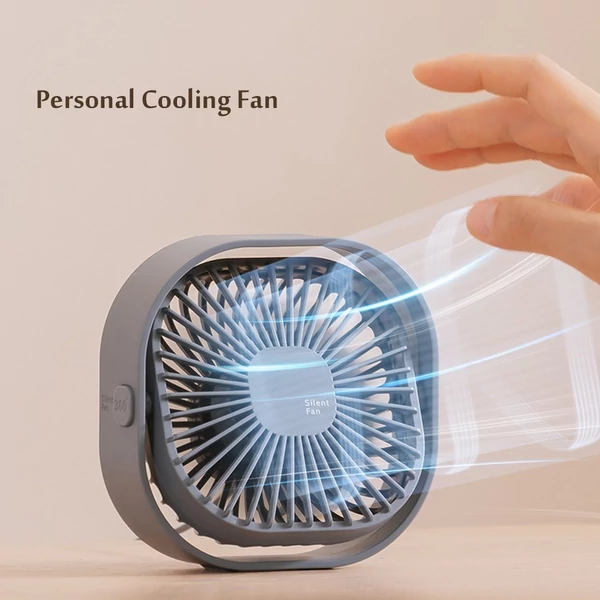 USB mini asztali ventilátor 360°-ban forgatható, csendes, 3 sebességes vezérlés otthoni irodai kollégiumi használatra - Szürke