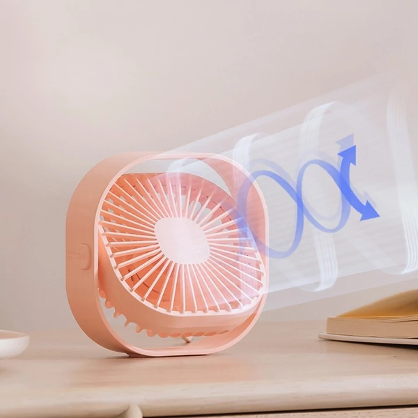 USB mini asztali ventilátor 360°-ban forgatható, csendes, 3 sebességes vezérlés otthoni irodai kollégiumi használatra - Pink