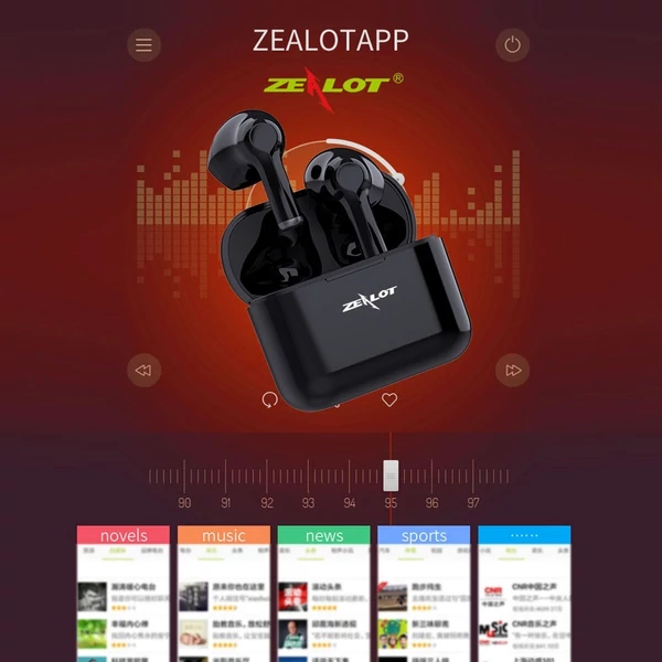 ZEALOT T3 True Wireless Vezetéknélküli Bluetooth Fülhallgató Töltő Tokkal - Fehér