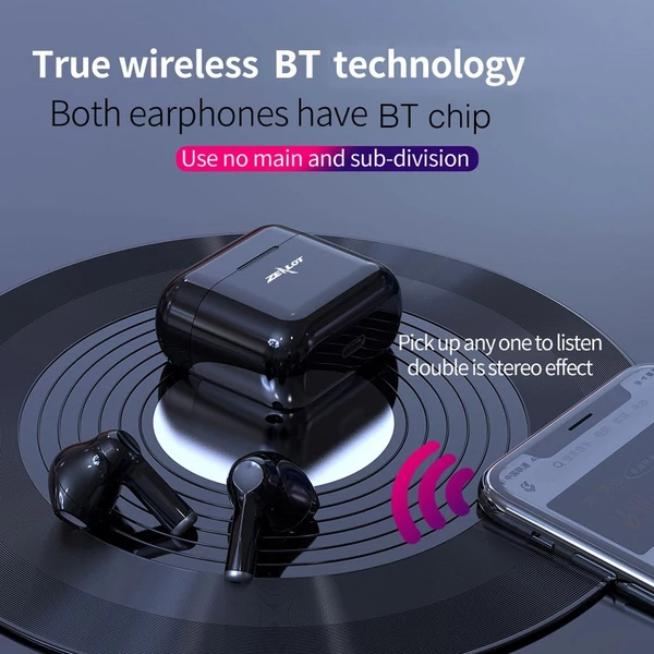 ZEALOT T3 True Wireless Vezetéknélküli Bluetooth Fülhallgató Töltő Tokkal - Fehér