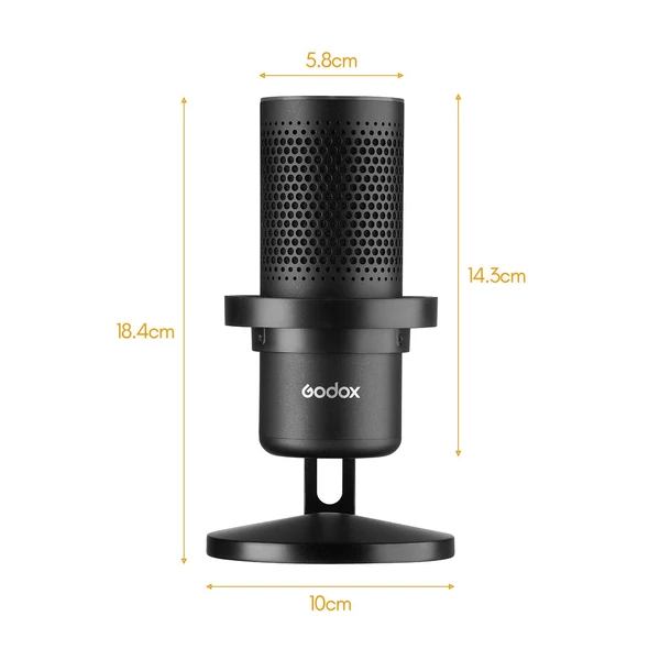 EU ECO Raktár - Godox EM68 USB Cardioid Mini Asztali Digitális Kondenzátoros Mikrofon - Fekete