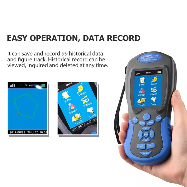 EU ECO Raktár - NOYAFA NF-188 GPS Földmérő kézi digitális LCD mezőgazdasági terület hosszmérő készülék - Kék