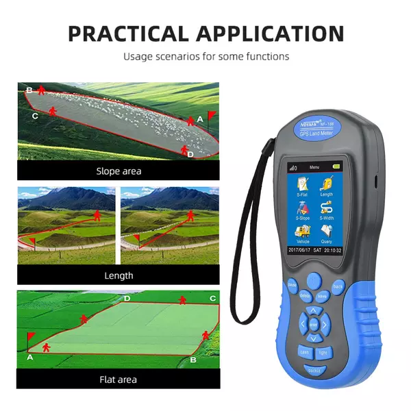 EU ECO Raktár - NOYAFA NF-188 GPS Földmérő kézi digitális LCD mezőgazdasági terület hosszmérő készülék - Kék