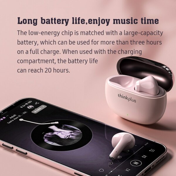 Thinkplus X15 Pro Wirelesss Vezetéknélküli Bluetooth Fülhallgató Töltő Tokkal - Rózsaszín