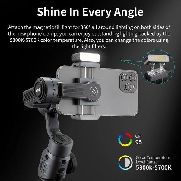 EU ECO Raktár - ZHIYUN Smooth 5 Kézi 3Tengelyes Mobiltelefon Stabilizátor Gimball - Fekete