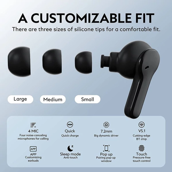 EU ECO Raktár - QCY T13 Earbuds BT5.1 Vezetéknélküli Bluetooth Fülhallgató Töltő Tokkal - Fekete