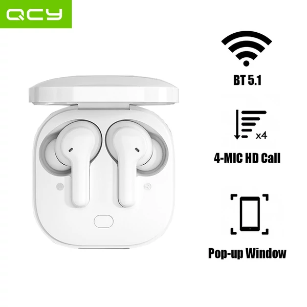 EU ECO Raktár - QCY T13 Earbuds BT5.1 Vezetéknélküli Bluetooth Fülhallgató Töltő Tokkal - Fehér