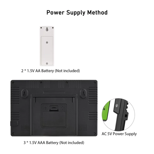 EU ECO Raktár - Digitális meteorológiai állomás 3 távérzékelővel 328 láb/ 100 m beltéri, kültéri hőmérséklet páratartalom figyelő - Fehér