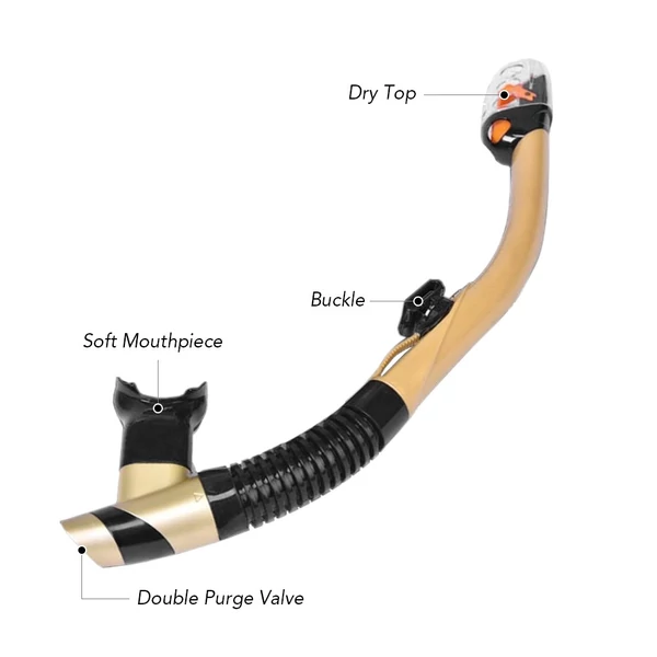 Szivárgásmentes légzőcső szett páramentes úszó búvárszemüveggel - Arany