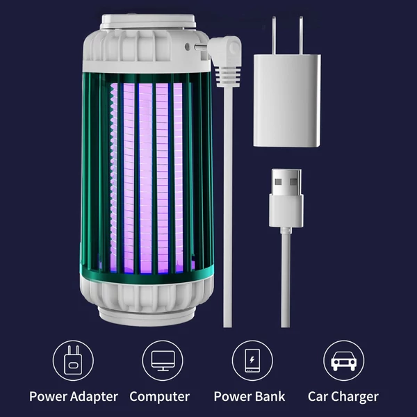 USB falra szerelhető és asztali szúnyogirtó lámpa meleg fehér éjszakai fénnyel otthoni hálószobához vagy szabadtéri kempingezéshez - Szürke