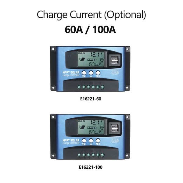 MPPT Napelemes töltés vezérlő Dual USB kimenet 12V - 100A