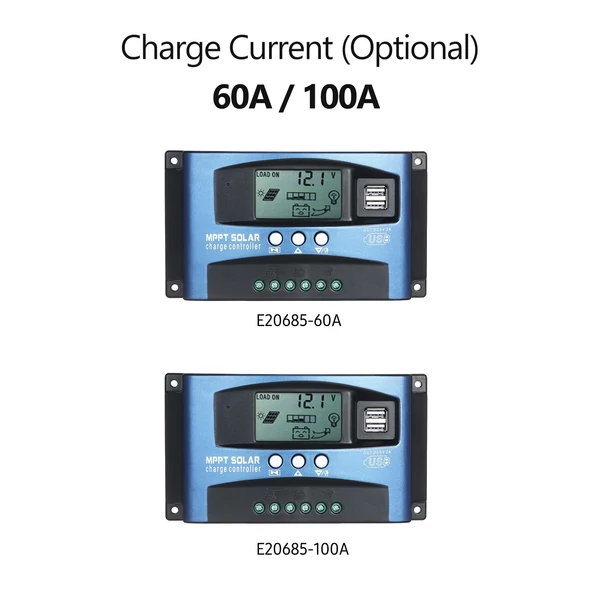 MPPT Napelemes töltés vezérlő Dual USB kimenet 12V - 100A