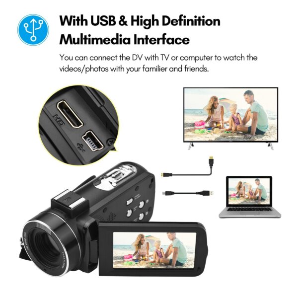 4K digitális videokamera 3,0 hüvelykes IPS érintőképernyős WiFi kamera DV-felvevő 56MP 18X digitális zoom