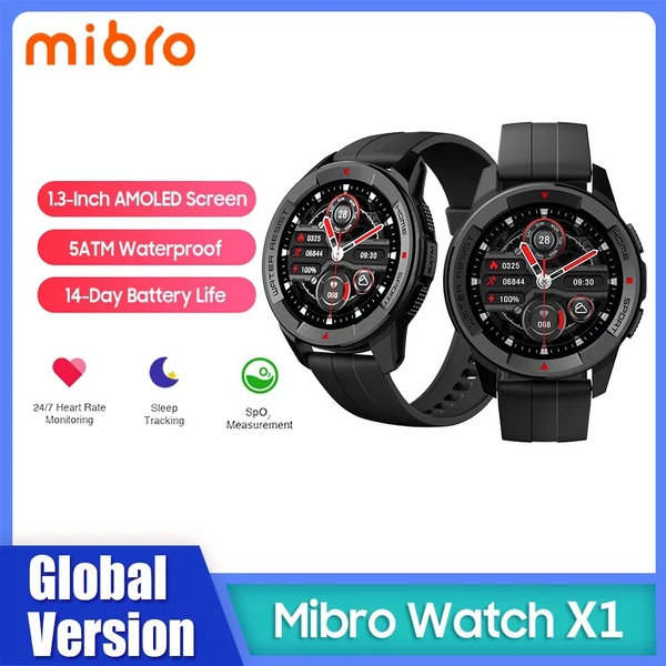 EU ECO Raktár -  Mibro Watch X1 1.3-Inch AMOLED Kijelzővel Rendelkező Vezetéknélküli Sporttevékenységmérő Bluetooth Okosóra - Fekete