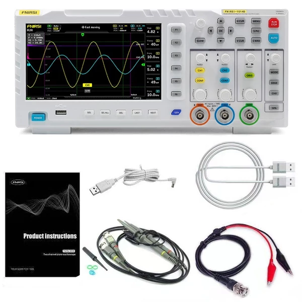 FNIRSI-1014D 7 hüvelykes TFT LCD kijelző kettő az egyben kétcsatornás bemeneti jelgenerátor hordozható asztali oszcilloszkóp