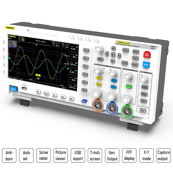 FNIRSI-1014D 7 hüvelykes TFT LCD kijelző kettő az egyben kétcsatornás bemeneti jelgenerátor hordozható asztali oszcilloszkóp