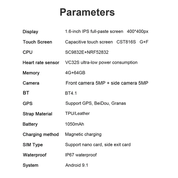 LEMFO LEMP 1,6 hüvelykes IPS teljes érintőképernyős okosóra 4 GB RAM + 64 GB ROM 5,0 MP + 5,0 MP kettős kamera - Fekete