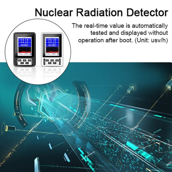 Hordozható nukleáris sugárzás detektor Geiger számláló röntgensugarak γ-sugarak β-sugarak észlelő eszköz - Fekete