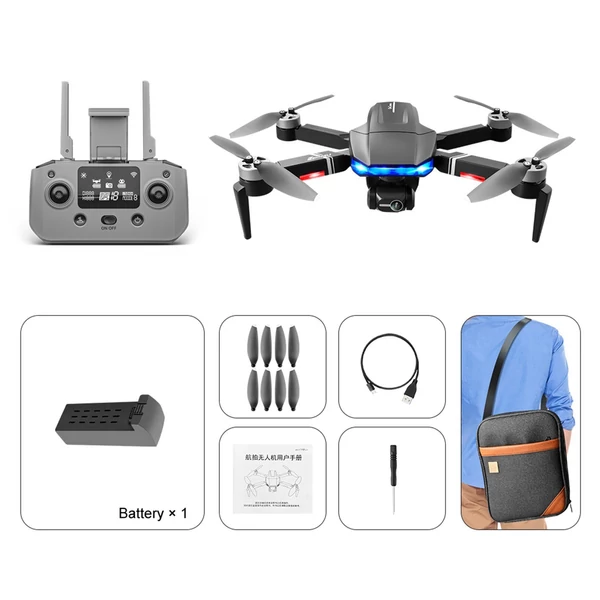 LSRC S7S GPS 5G Wifi FPV 4K kamera RC Drone 3 tengelyes gimbal kefe nélküli motoros quadkopter tárolótáskával - 1 akkumulátor