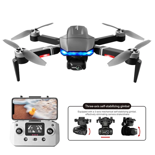 LSRC S7S GPS 5G Wifi FPV 4K kamera RC Drone 3 tengelyes gimbal kefe nélküli motoros quadkopter tárolótáskával - 2 akkumulátor