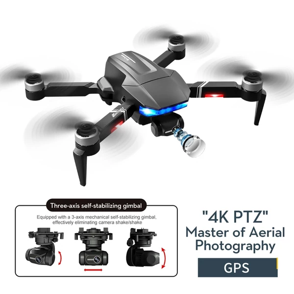 LSRC S7S GPS 5G Wifi FPV 4K kamera RC Drone 3 tengelyes gimbal kefe nélküli motoros quadkopter tárolótáskával - 2 akkumulátor