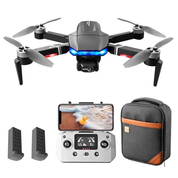 LSRC S7S GPS 5G Wifi FPV 4K kamera RC Drone 3 tengelyes gimbal kefe nélküli motoros quadkopter tárolótáskával - 2 akkumulátor