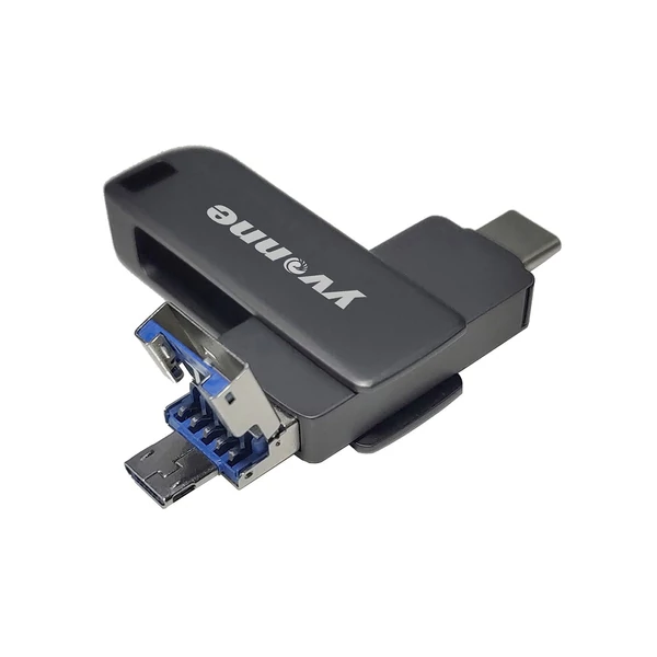 yvonne Y40D USB3.0 nagy sebességű forgó USB Type-C / Micro USB OTG flash meghajtó - Fekete 128 GB