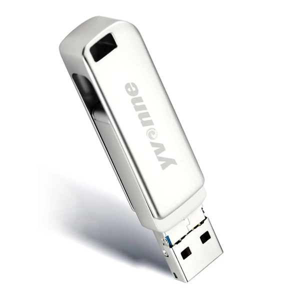 yvonne Y40D USB3.0 nagy sebességű forgó USB Type-C / Micro USB OTG flash meghajtó - Ezüst 128 GB