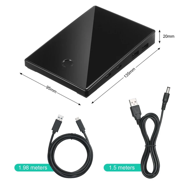 LANQ PC Dock Hub W-IFI Boosterrel/ Biológiai ujjlenyomat-zárral/ BT csatlakozás Real Sound/ 2 * USB töltőport/ 2 * C típusú töltőport - USB flash-el